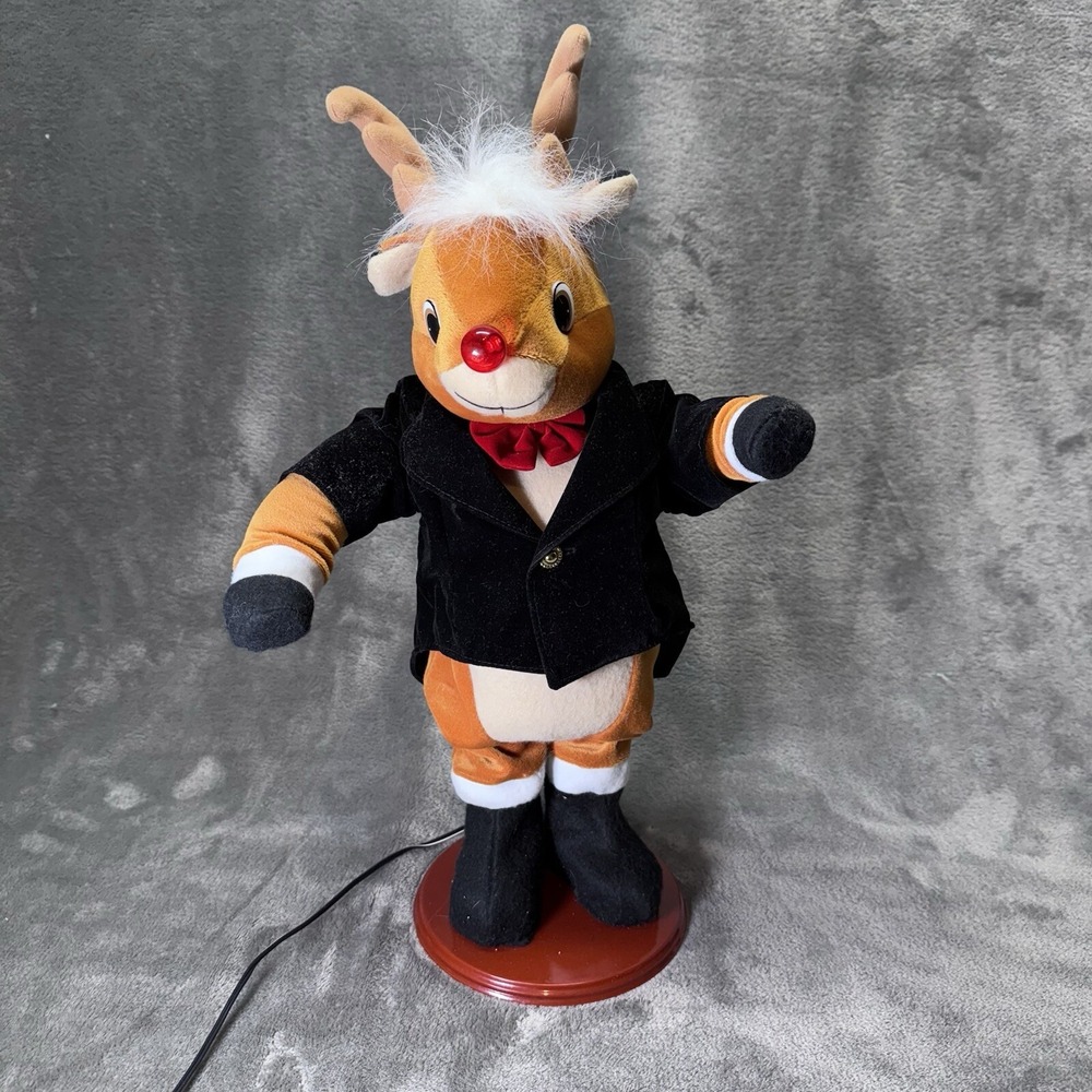 Vintage 1977 Christmas‎ Dancing Musical Rudolph Red Nosed Reindeer Tested Works